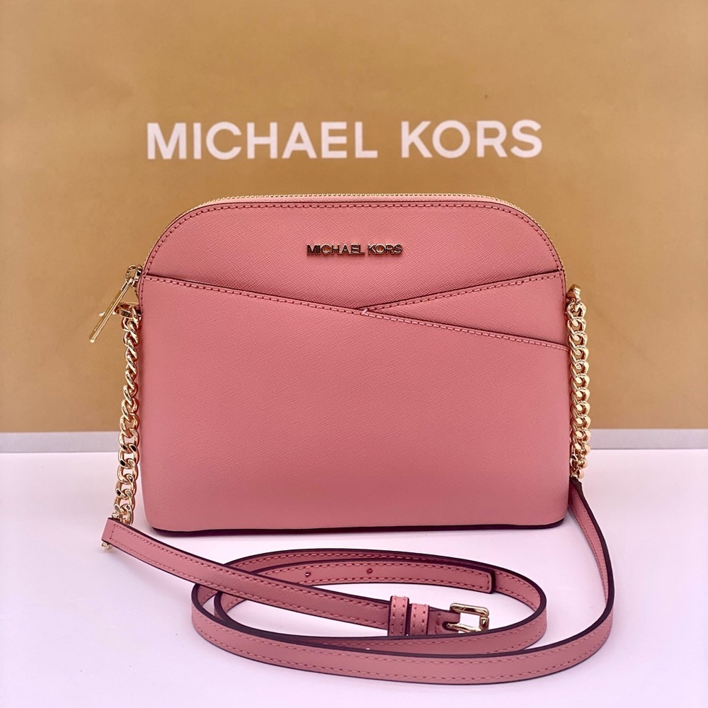 Michael Kors Jet Set Travel Medium Dome Crossbody Leather Primrose - Picture 3 of 12